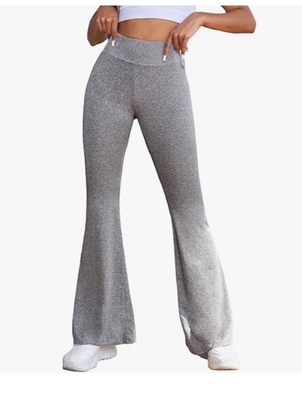 Gray High-Waist Flare Yoga Pants